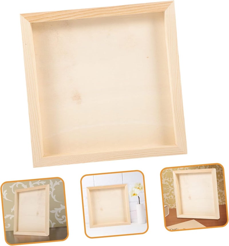 Snoogg Pack of 4 Unfinished Pine Wood Tray fraame with Back Support, for Home Decor, Craft, DIY,Painting, Wooden Sheet Craft, Decoupage, Resin Art Work & Decoration Size 20x20x2 Cm - Image 4