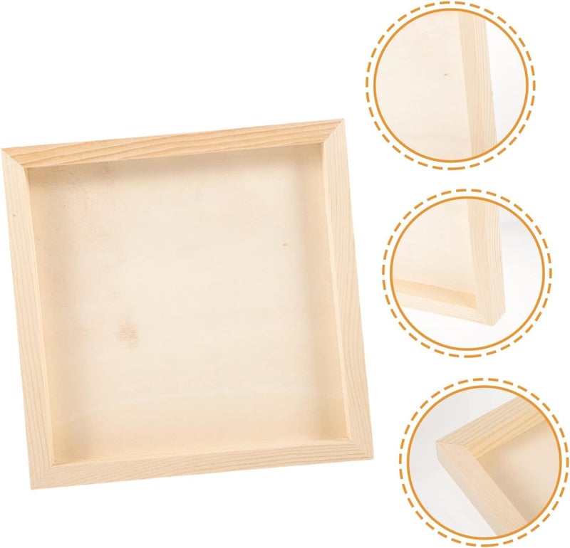 Snoogg Pack of 4 Unfinished Pine Wood Tray fraame with Back Support, for Home Decor, Craft, DIY,Painting, Wooden Sheet Craft, Decoupage, Resin Art Work & Decoration Size 20x20x2 Cm - Image 3