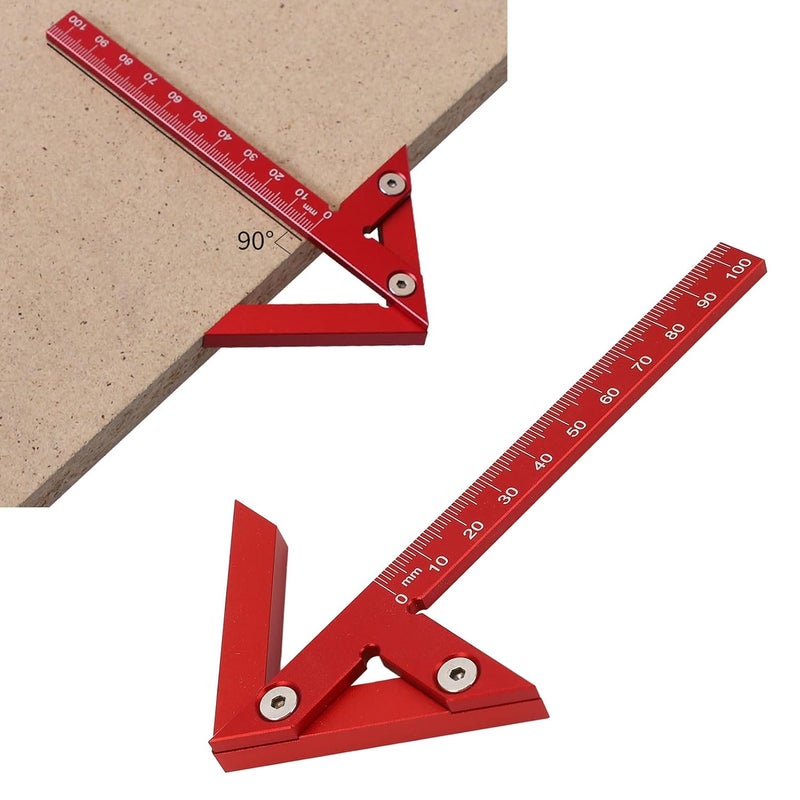 Center Gauge Aluminum Alloy Line Ruler 105mm Red, 45° and 90° Measuring Scribing Tool - Durable Material, Precision Markings, Ideal for Woodworking Measurement - Image 5