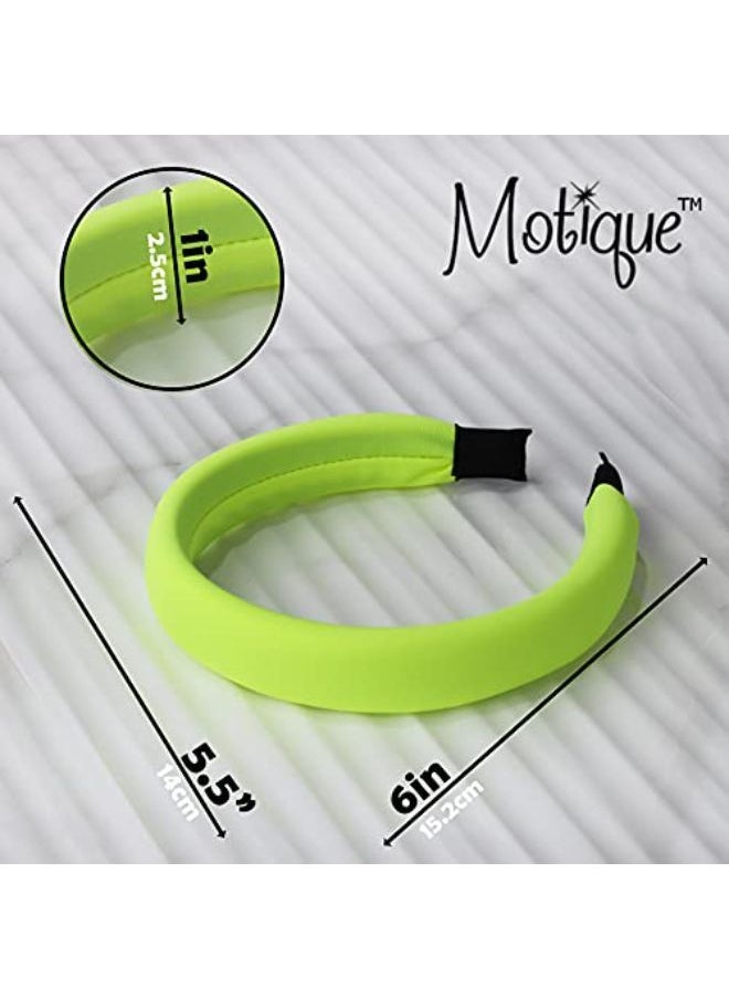Motique Accessories Padded Headband For Women For Women (Neon Yellow)  - Image 1