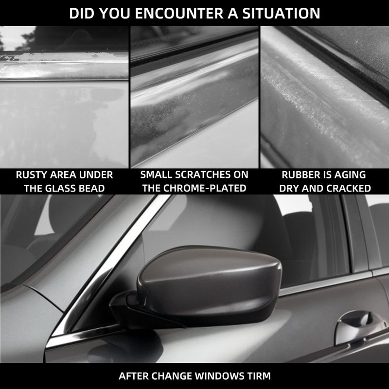 Dasbecan 4Pcs Weatherstrip Window Seal Chrome Car Window Moulding Trim Compatible with Honda Accord 2008-2012 Replaces#72410-TA0-A01 72450-TA0-A01 72910-TA0-A01 72950-TA0-A01 - Image 4