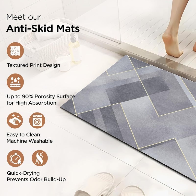 UMAI Polyester Rubber Bathroom Mat (40 * 60cm) Bath Mat | Anti Skid Mat for Bathroom Floor | Bathroom Accessories | Bathroom Mats Water Soak | Non Slip Mat for Bathroom | Floor Mat - Image 4