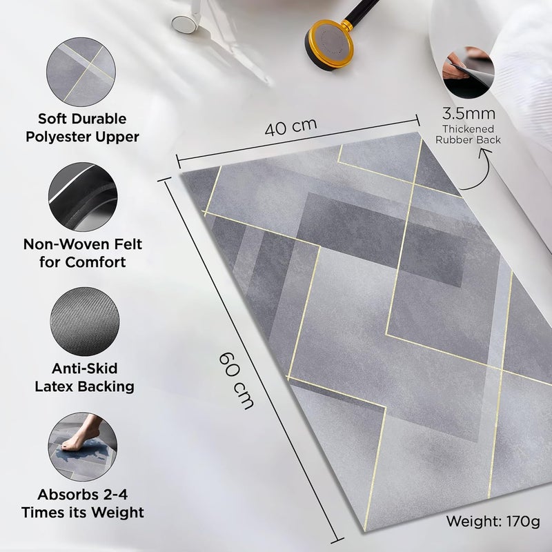 UMAI Polyester Rubber Bathroom Mat (40 * 60cm) Bath Mat | Anti Skid Mat for Bathroom Floor | Bathroom Accessories | Bathroom Mats Water Soak | Non Slip Mat for Bathroom | Floor Mat - Image 2