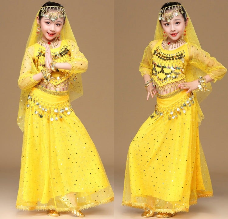 Children'S Belly Dance Performance Clothing Children'S Indian Dance Performance Clothing Long Sleeve Skirt Suit Children'S Ethnic Dance Clothing - Image 4