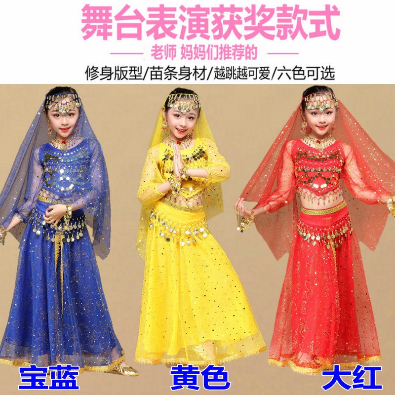 Children'S Belly Dance Performance Clothing Children'S Indian Dance Performance Clothing Long Sleeve Skirt Suit Children'S Ethnic Dance Clothing - Image 3