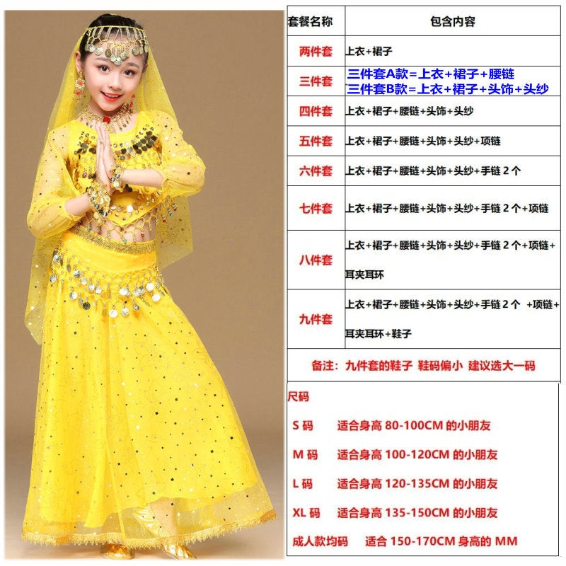 Children'S Belly Dance Performance Clothing Children'S Indian Dance Performance Clothing Long Sleeve Skirt Suit Children'S Ethnic Dance Clothing - Image 1