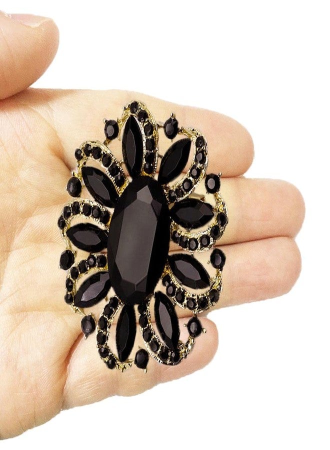 Ezing 4Pcs Brooch Lot with Large Big Size Rhinestone Crystal Fashion Jewelry (q) - Image 4