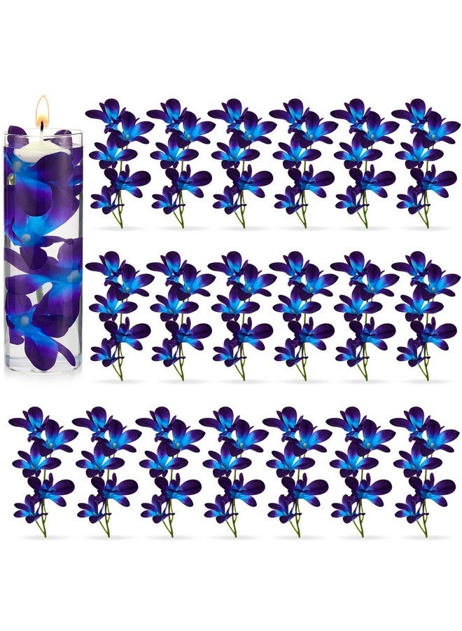 كانلير 24 قطعة من زهور الأوركيد الاصطناعية باللون الأزرق والأرجواني وحشوات مزهرية زهور الأوركيد الاصطناعية باللون الأرجواني لقطع مركزية لطاولات الزفاف وحشو الشموع العائمة وديكورات طاولات حفلات الزفاف وأعياد الميلاد - Image 1