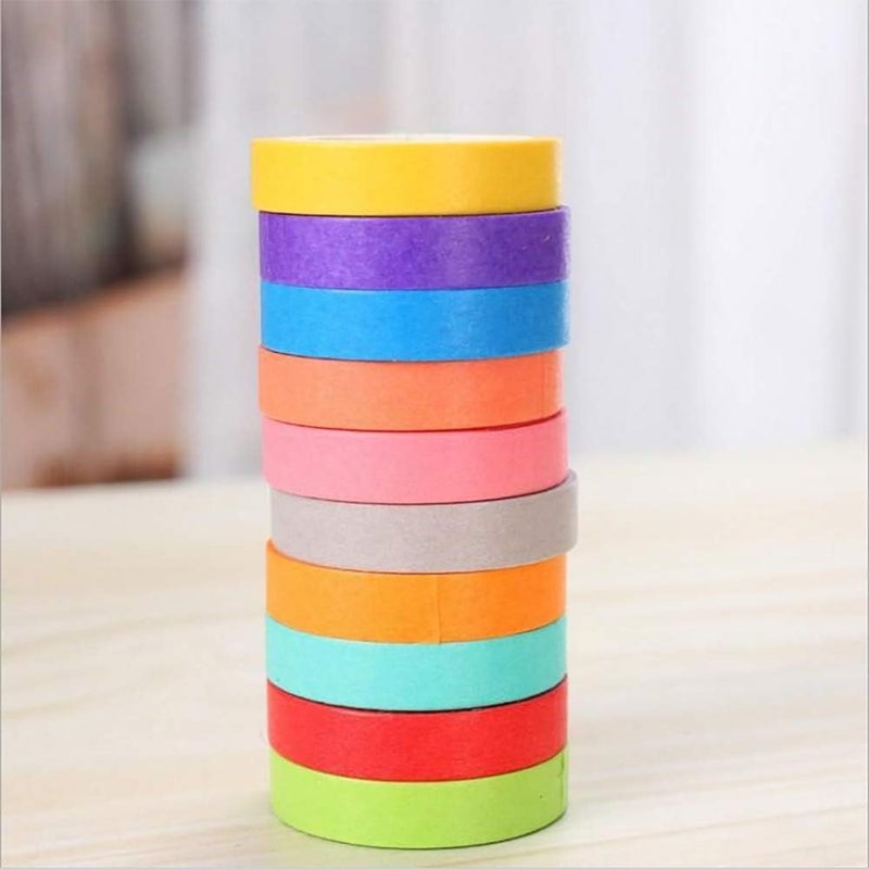 windforgecraft Colored Masking Tapes, 10Pcs Arts Rainbow Labelling Masking Tape Fun Supplies Kit, for Art, Labeling, Classroom Decorations, Bulk Teaching Supplies - Image 1