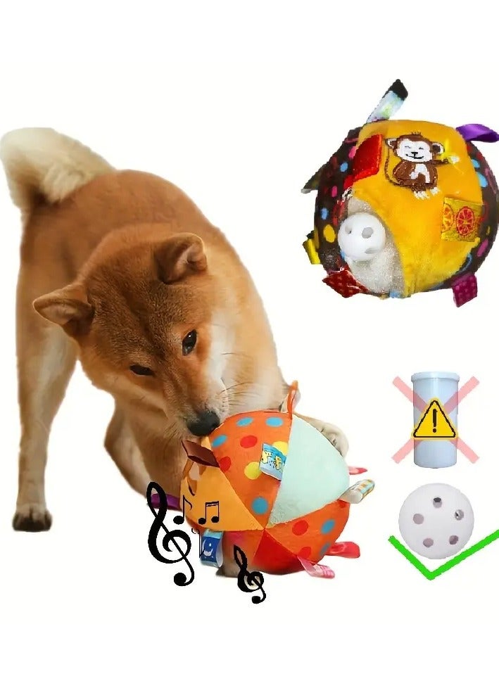Goolsky Interactive Ball Dog Toy for Aggressive Chewers Training Decompress Bite voice Resistant Plush Handle Dog Toys with Bells pet toy Pet Supplies - Image 2