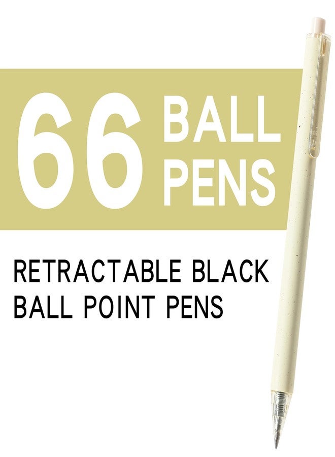 RIANCY 66 Pack Retractable Black Ballpoint Pens Bulk, 0.5mm Fine Point Click Pens, No Bleed No Smear Smooth Writing, Beige Barrel for Teacher Classroom Office School Supplies Wholesale - Image 4