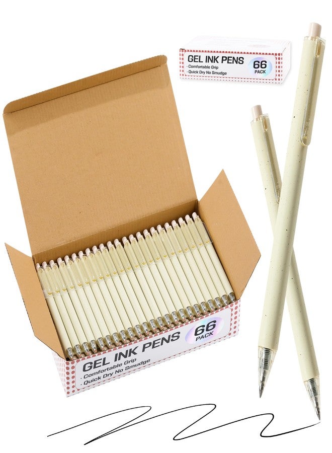 RIANCY 66 Pack Retractable Black Ballpoint Pens Bulk, 0.5mm Fine Point Click Pens, No Bleed No Smear Smooth Writing, Beige Barrel for Teacher Classroom Office School Supplies Wholesale - Image 1