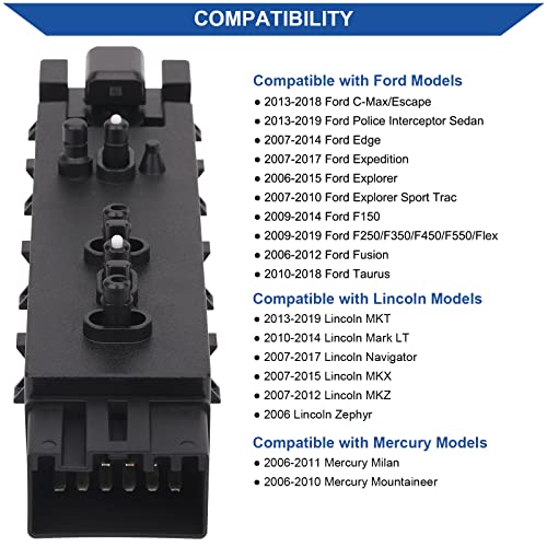 Obaee Front Right Passenger Side Power Seat Switch Adjustment Compatible with Ford 2006-2019, Lincoln 2006-2019, Mercury 2006-2011, Replaces 9L3Z14A701FA, DE9Z14A701BA, SW7337 - Image 2