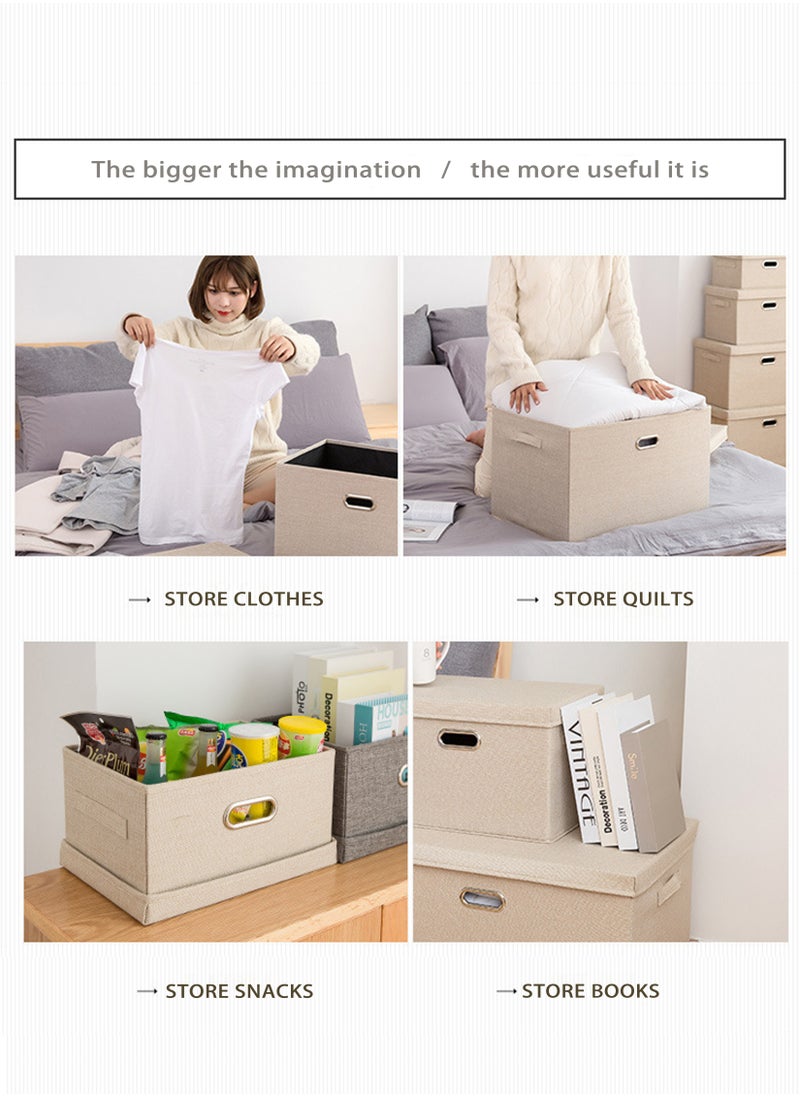 ULHYC - Large Size Cube Boxes With Handles To Store And Organize Clothes Games Books Toys Washable Foldable Removable Lid For Home Office - Image 1