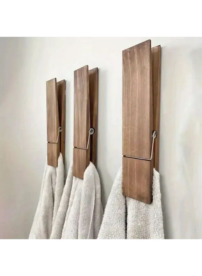 3pcs Wood Color Bathroom Towel Rack Set Wall Mounted Multi Purpose Home Laundry Decoration - Image 2
