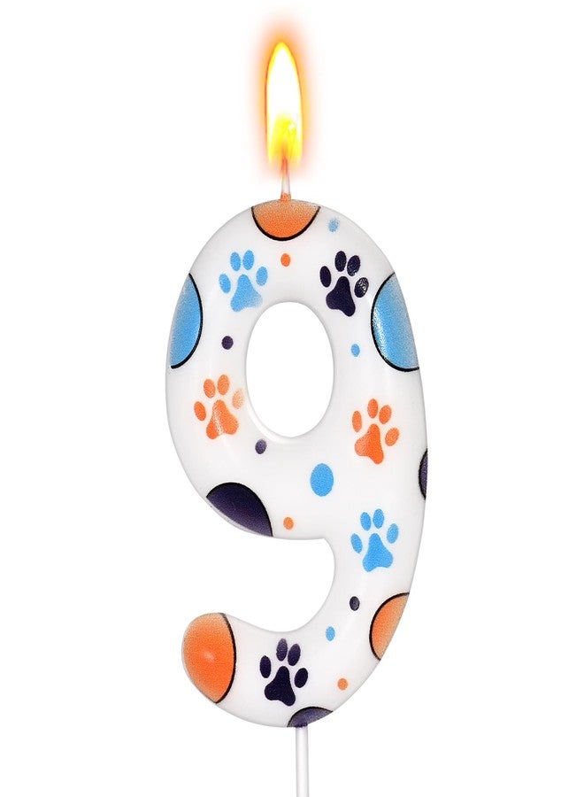 BOBORAT Number 9 Blue Dog Birthday Candle, Cute Dog Paw Print Cake Topper Candle, Bithday Party Supplies, Cake Decoration for Kid, Pets Celebrations Decor - Image 1