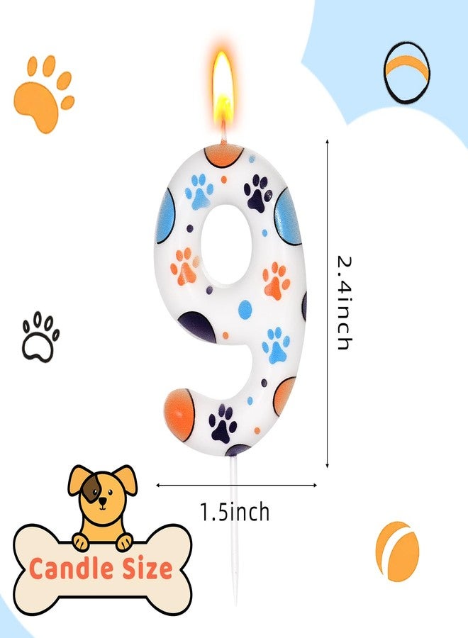 BOBORAT Number 9 Blue Dog Birthday Candle, Cute Dog Paw Print Cake Topper Candle, Bithday Party Supplies, Cake Decoration for Kid, Pets Celebrations Decor - Image 2