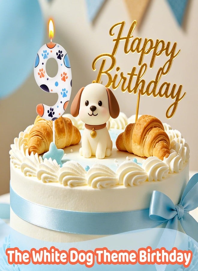 BOBORAT Number 9 Blue Dog Birthday Candle, Cute Dog Paw Print Cake Topper Candle, Bithday Party Supplies, Cake Decoration for Kid, Pets Celebrations Decor - Image 3