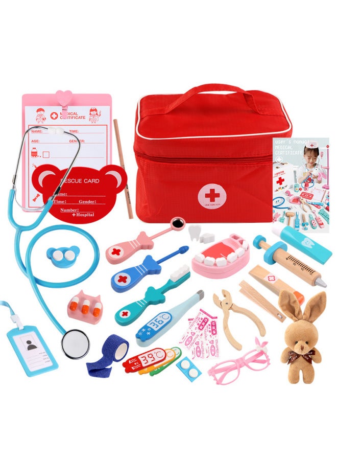 Children's Play Doctor Toy Set Intelligence Simulation Cloth Bag Medicine Box Simulation Nurse Injection Medical Bag-Color:Dental Bag Medicine Box - Image 1