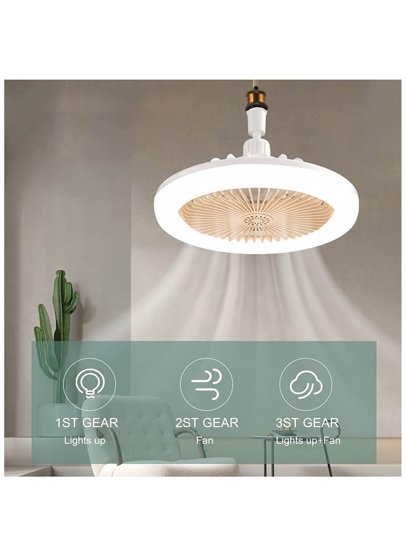 XiuWoo 2 in 1 Multifunctional Ceiling Fan Light with Remote Control ,Round Modern Dimmable Electric E27 Ceiling Fan Kit with Lights for Home Bedrooms Kitchen Office ,Yellow  - Image 4