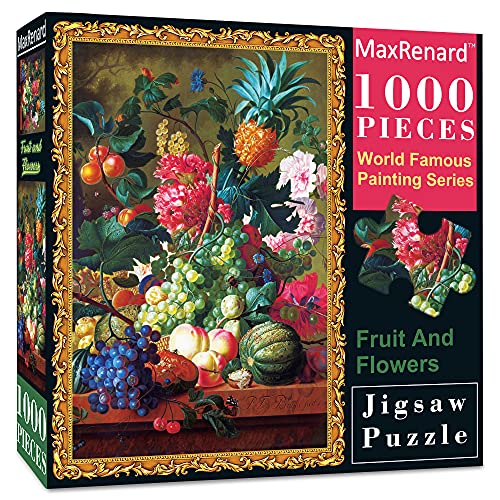 MaxRenard Oil Painting Jigsaw Puzzle 1000 Pieces for Adults Fruit and Flowers Fine Art Puzzle Home Wall Decoration Decompression Toy Gift - Image 1