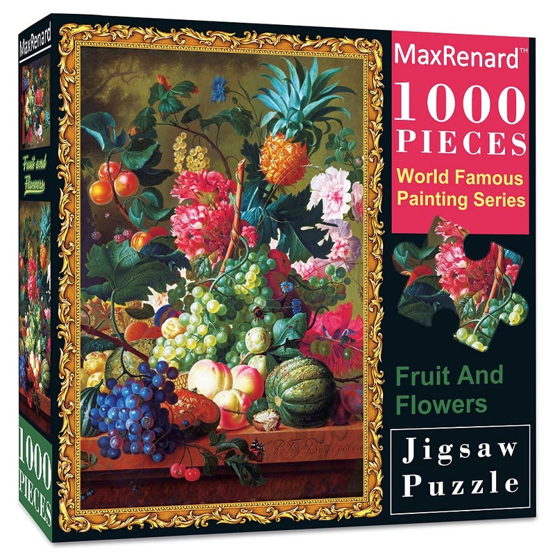 MaxRenard Oil Painting Jigsaw Puzzle 1000 Pieces for Adults Fruit and Flowers Fine Art Puzzle Home Wall Decoration Decompression Toy Gift - Image 3