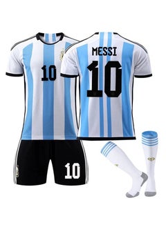M MIAOYAN M MIAOYAN 22 World Cup Samsung Argentina home No. 10 Messi matching socks and jersey set  - Image 1