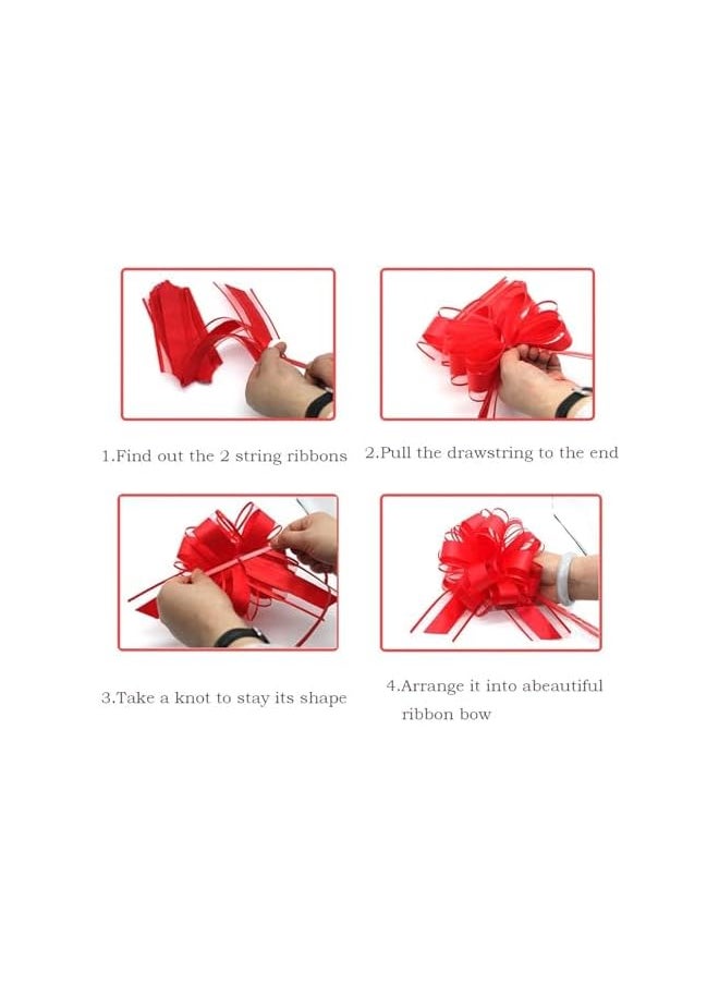 The Bros 5 PCS Large pull bows,white Gift Bow,6 inches,for wrapping gift wedding ribbon bows or flower decorations, Christmas,party birthday,Valentine's Day gift wrapping(white)(Red)  - Image 3