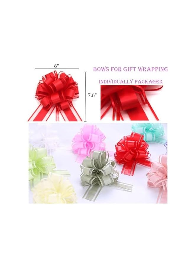 The Bros 5 PCS Large pull bows,white Gift Bow,6 inches,for wrapping gift wedding ribbon bows or flower decorations, Christmas,party birthday,Valentine's Day gift wrapping(white)(Red)  - Image 2