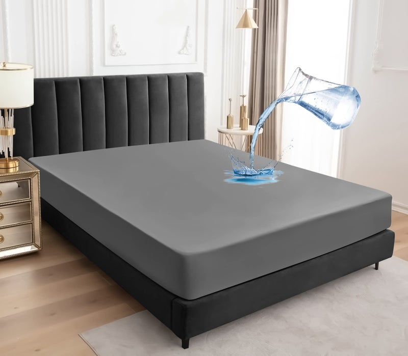 Sufdari Twin Mattress Protector Waterproof Twin Size Mattress Cover 18 Deep Pocket Fitted Sheet Style with Elastic Rubber Band  Gray