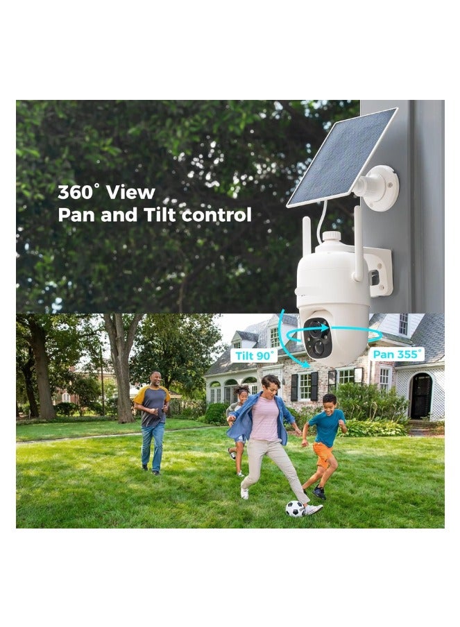 Wireless 2K Solar Security Camera – Battery Powered with 360° Pan/Tilt, PIR Motion Detection & Two-Way Audio - Image 4