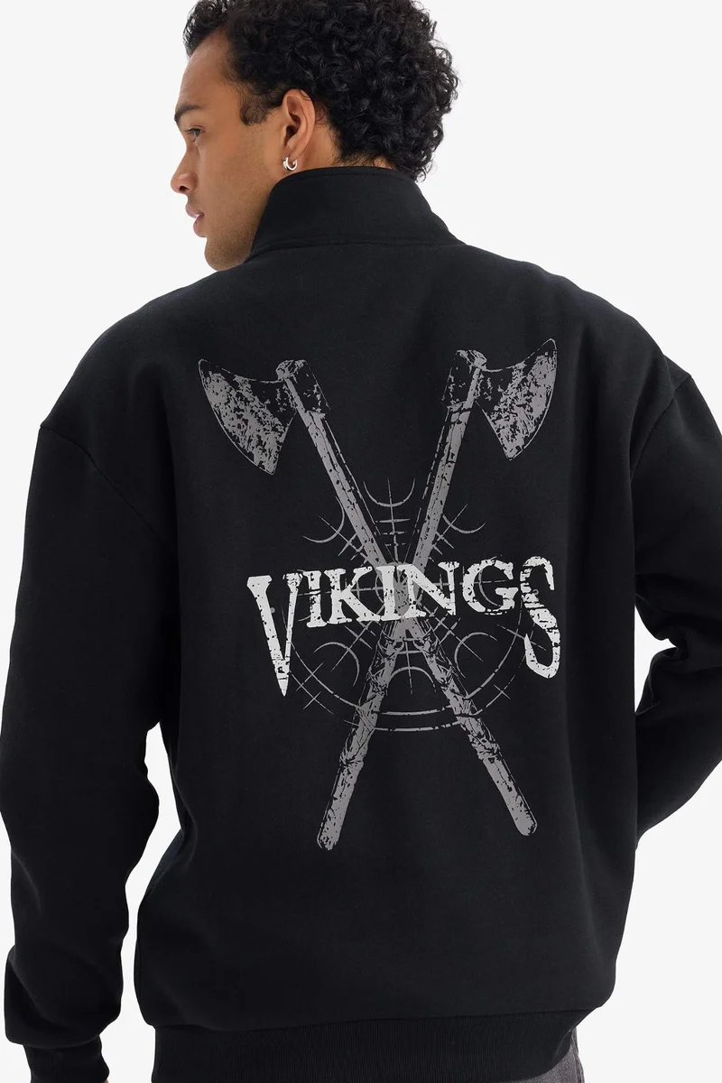 DeFacto Vikings Valhalla Boxy Fit Printed Sweatshirt