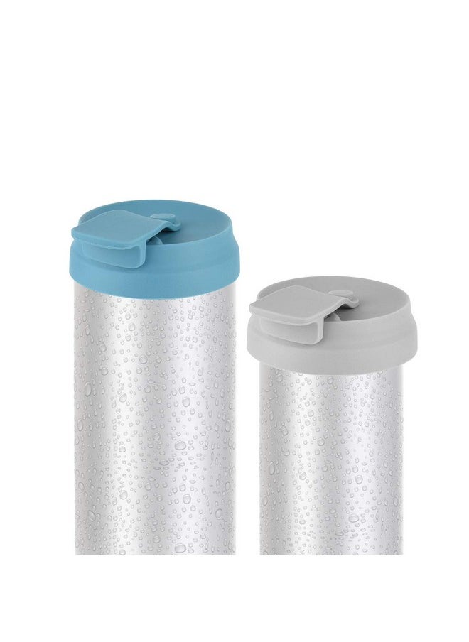 CM CM Silicone Beverage Can Lid Cover Protector for Slim Can and Skinny Can Hard Seltzer, Soda, Beer, Energy Drinks, Juice (Dark Blue (1 Pc) + Gray (1 Pc))  - Image 1
