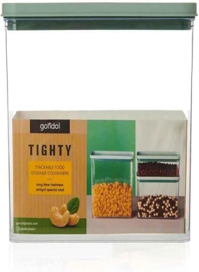 Gondol Tighty Rectangular Food Storage Container (2,20 Lt) (104 * 210 * 161 mm) *Air tight *Stackable Transparent with light gray Lid