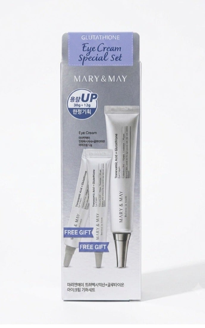 MARY & MAY Tranexamic Acid and Glutathione Eye Cream Special Set for Brightening and Anti-Wrinkle - 3 Pieces (30g with 2 Free Gifts 12g) - Image 1
