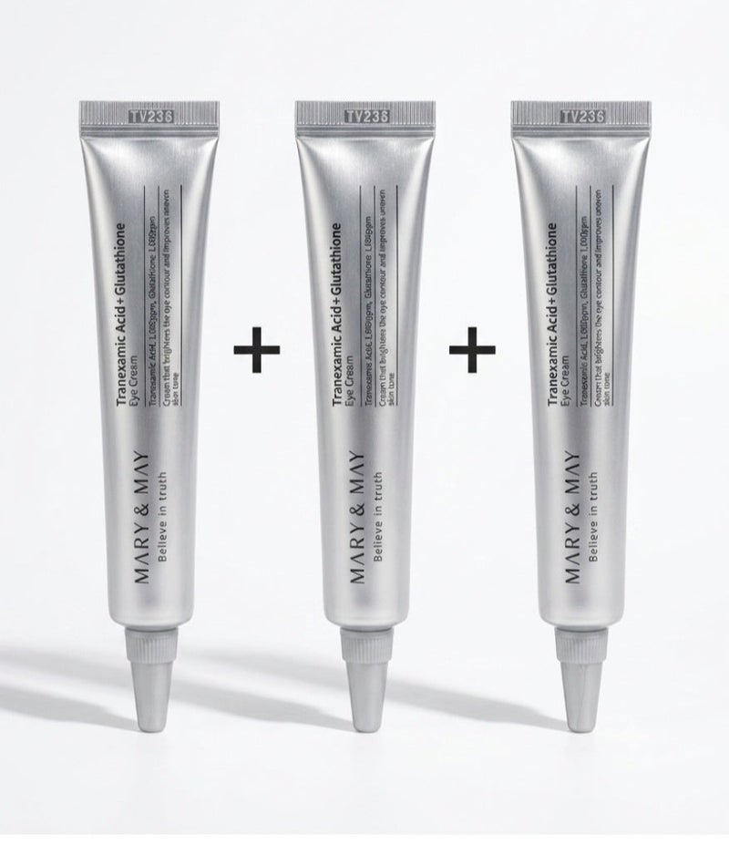 MARY & MAY Tranexamic Acid and Glutathione Eye Cream Special Set for Brightening and Anti-Wrinkle - 3 Pieces (30g with 2 Free Gifts 12g) - Image 2