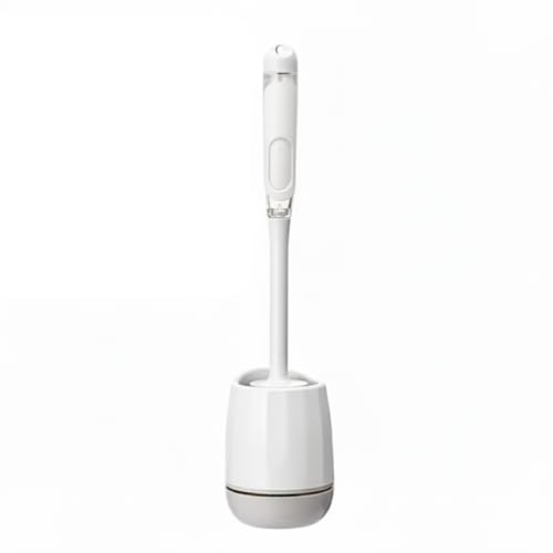 Home-Cloud HomeCloud Silicone Toilet Brush | Wall Mounted Toilet Cleaning Brushes |Brushes for Bathroom Cleaning Japanese Modern with Soft Bristle Can Also Be Wall Hanged.with Holder (White) - Image 1
