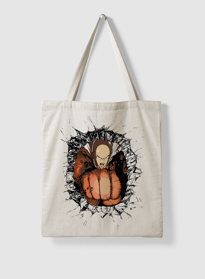 LOWHA Polyester Tote Bag with Shoulder Straps and One Punch Man Anime Pattern  - Image 4