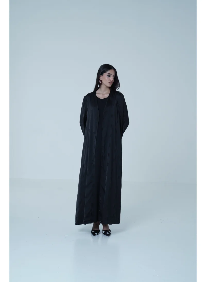 أشيتا فرنانديز Open-Front Satin Abaya Overlay – Black