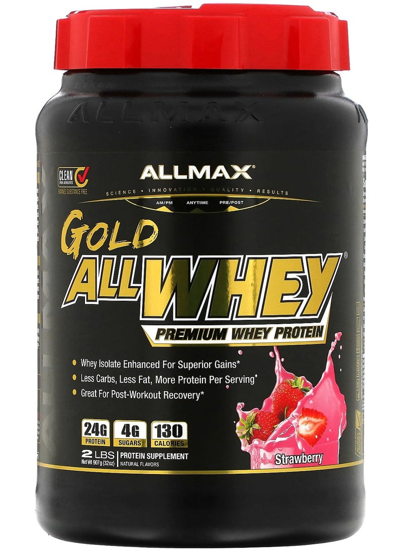 Allmax Gold AllWhey, Premium Whey Protein, Strawberry, 2 lbs (907 g) 