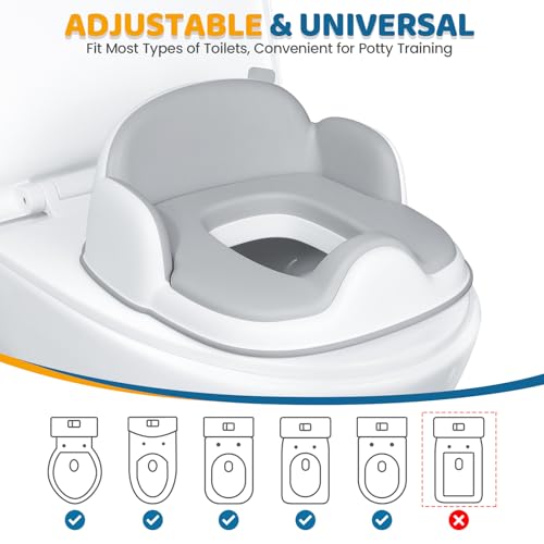Orzbow 3-in-1 Potty Training Toilet, Detachable Baby Potty, As Toddler Toilet Seat, Chair, Step Stool for Boys & Girls 18+ Months, Potty Training Seat with Splash Guard, Lid, Easy Clean, Gray - Image 3