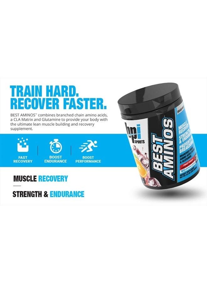 BPI SPORTS - Best Aminos - BCAA Powder Post Workout & Glutamine Recovery Drink with Branched Chain Amino Acids for Hydration & Recovery, for Men & Women - Fruit Punch - 25 Servings - Image 1