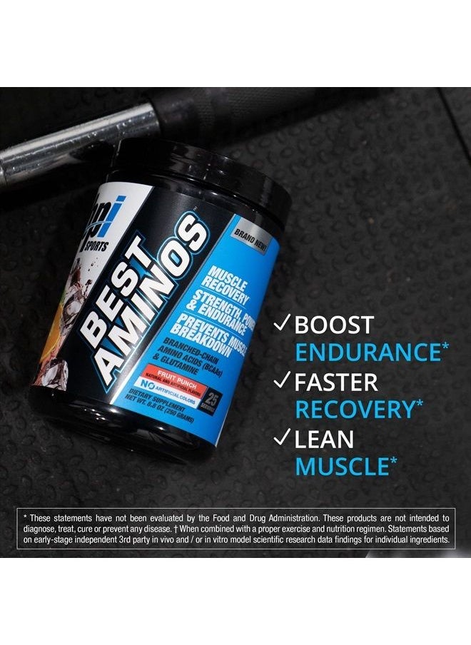 BPI SPORTS - Best Aminos - BCAA Powder Post Workout & Glutamine Recovery Drink with Branched Chain Amino Acids for Hydration & Recovery, for Men & Women - Fruit Punch - 25 Servings - Image 1