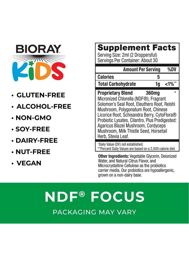 BIORAY Kids NDF Focus, Citrus - 2 fl oz - Supports Cognitive Function, Enhances Clarity & Promotes Steady Energy Levels - Non-GMO, Vegetarian, Gluten Free - 1-2 Month Supply - Image 1