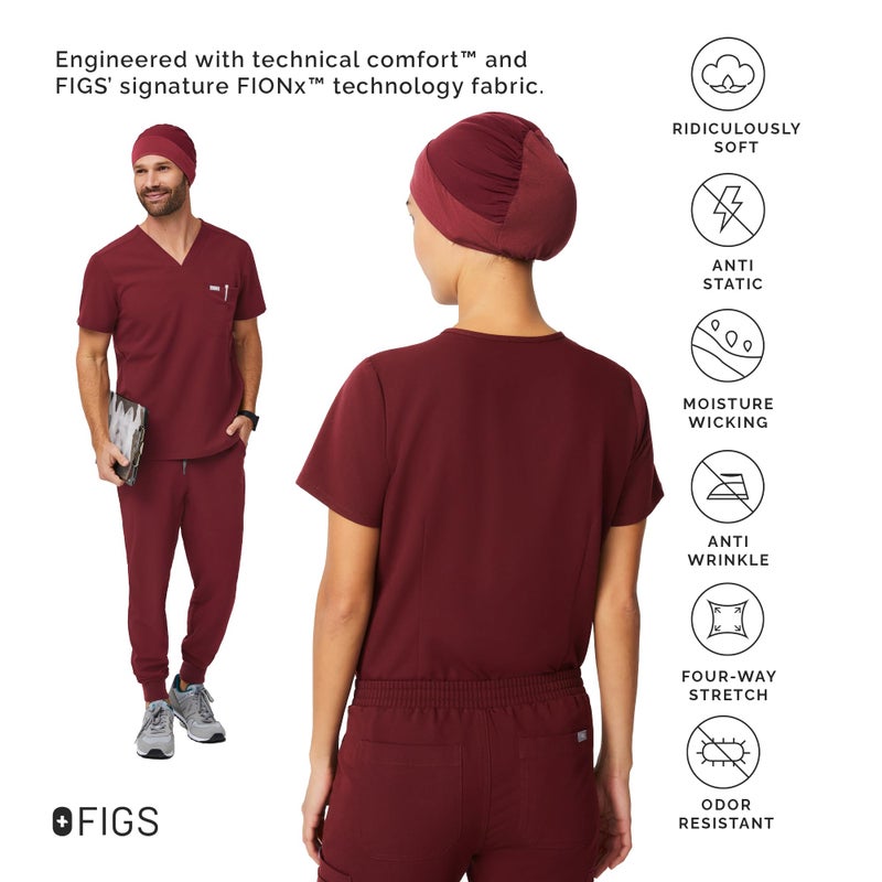 FIGS Modern Expandable Unisex Scrub Cap for Women and Men - Burgundy, One Size - Image 3