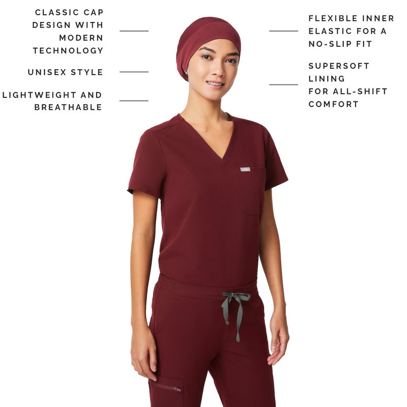 FIGS Modern Expandable Unisex Scrub Cap for Women and Men - Burgundy, One Size - Image 2