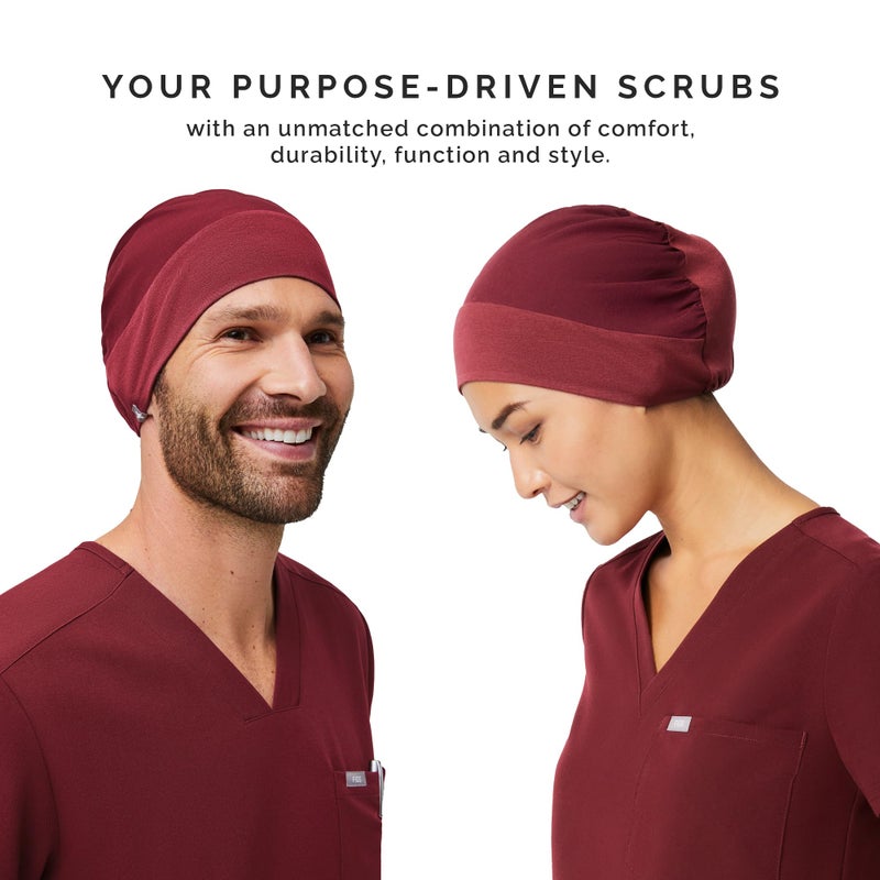 FIGS Modern Expandable Unisex Scrub Cap for Women and Men - Burgundy, One Size - Image 4