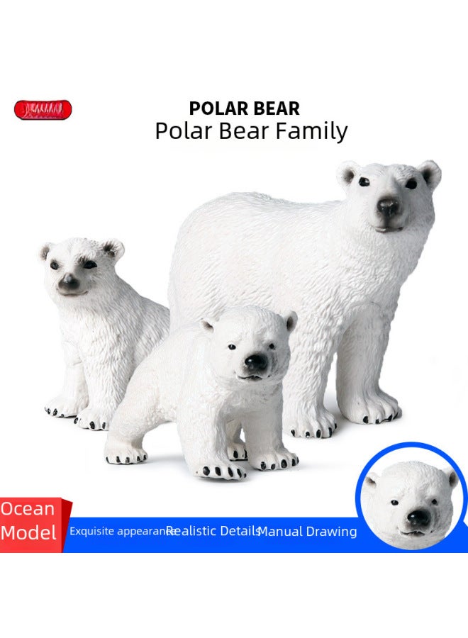 Children's Realistic Wild Ocean Animal Model Decorative Ornaments Solid Polar Bear Toy Set Educational Playsets-Color:X131 Soft Glue Filled Cotton Polar Bear - Image 2
