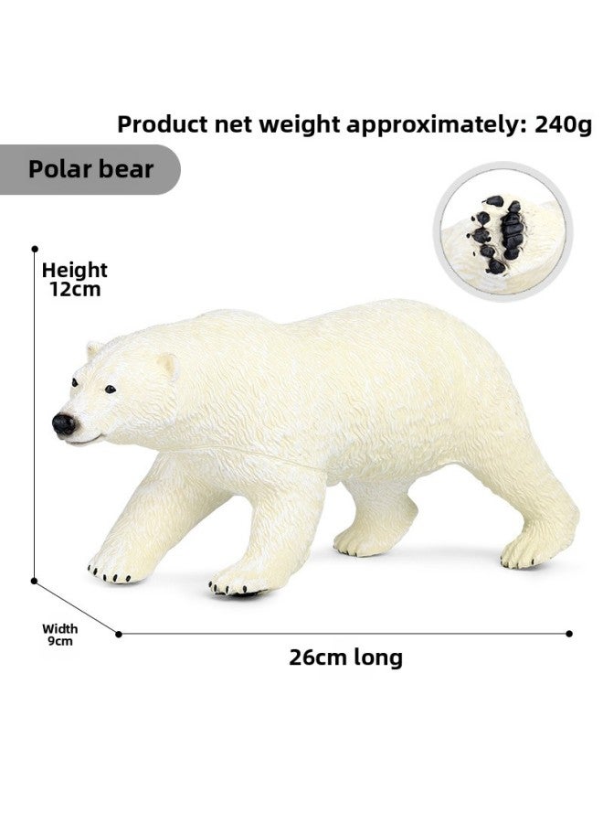 Children's Realistic Wild Ocean Animal Model Decorative Ornaments Solid Polar Bear Toy Set Educational Playsets-Color:X131 Soft Glue Filled Cotton Polar Bear - Image 1
