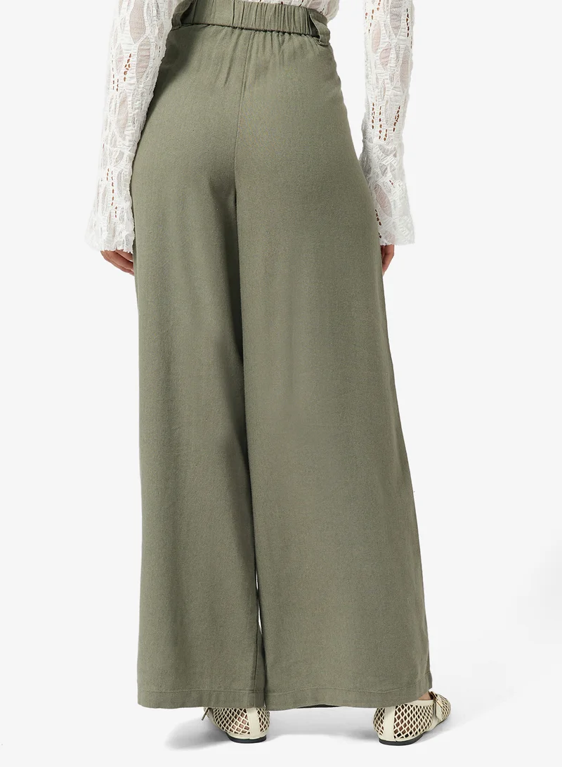 ONLY  ONLSVEA-GOA Mid Waist Wide Linen Pants for Women | Best Price UAE